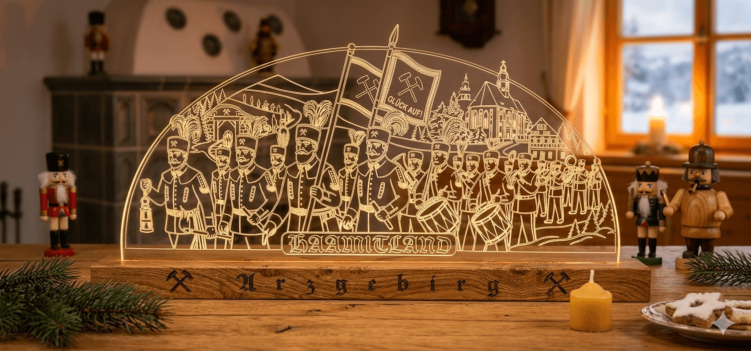 Acrylglas-Schwibbogen »Haamitland Arzgebirg« mit Bergparade